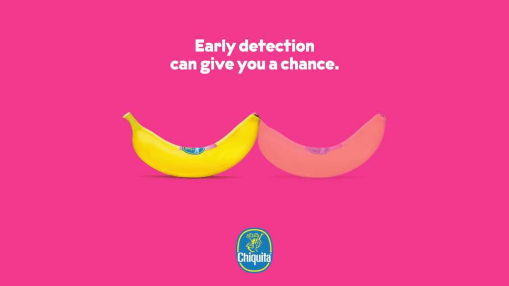 Chiquita pubblicità think about it per la prevenzione dei tumori al seno