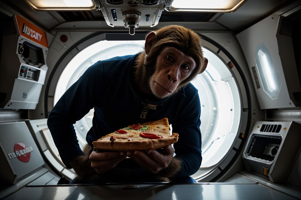 Scimmia Astronauta Che Mangia Pizza Generata Con Stable Diffusion Midable Magazine