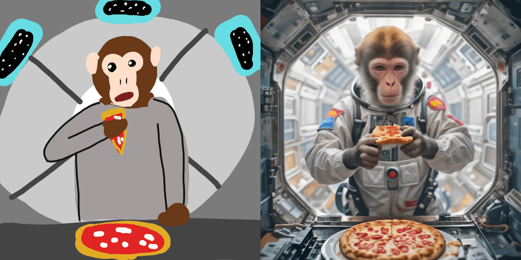 Scimmia Astronauta Che Mangia Pizza Generata Con Krea.ai Midable Magazine