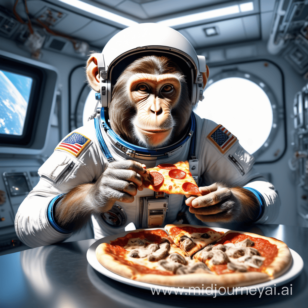 Scimmia Astronauta Che Mangia Pizza Generata Con Midjourney Midable Magazine