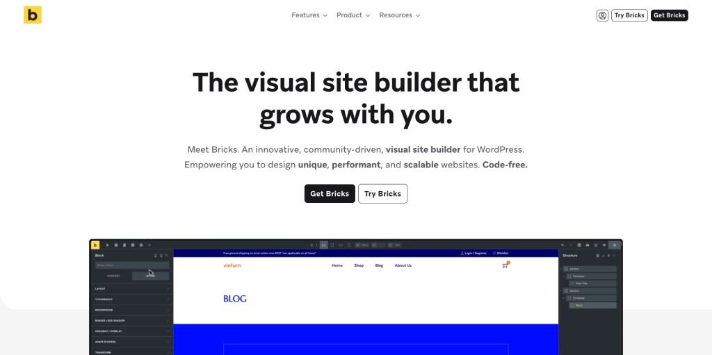 Screenshot Bricks WordPress Page Builder