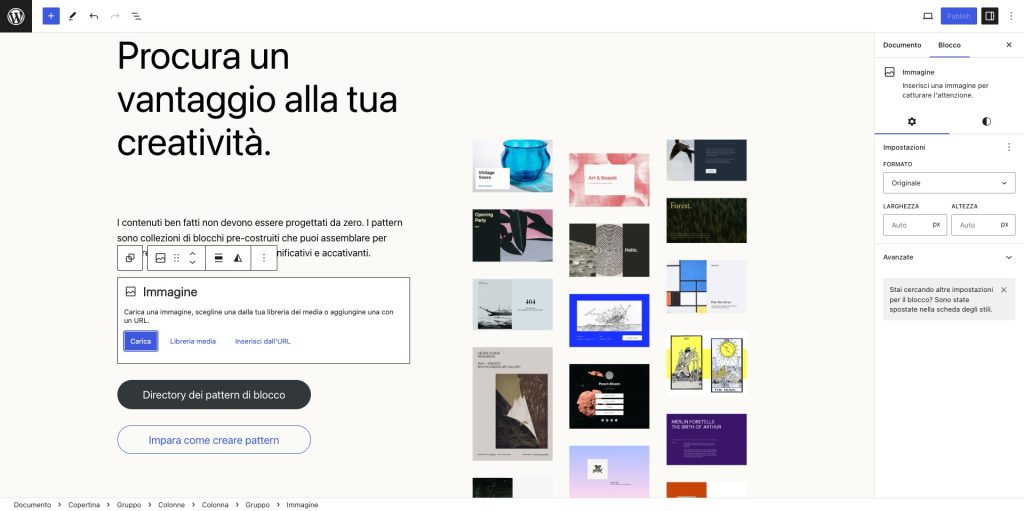 Screenshot Utilizzo Editor A Blocchi Gutenberg WordPress